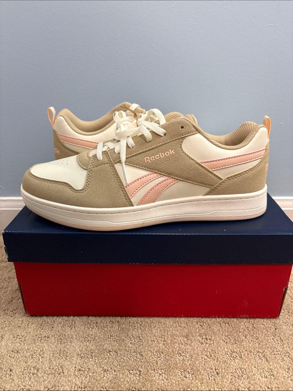 Reebok Low-Top Sneakers in Beige, Cream, and Light Pink